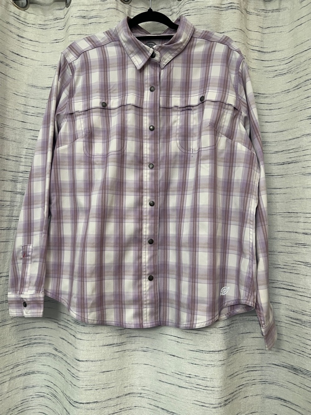 Dickies Lavender and White Plaid Button Down Shirt